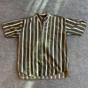 Casual Basics Button Up Beach Surfer Striped Shirt Adult Medium